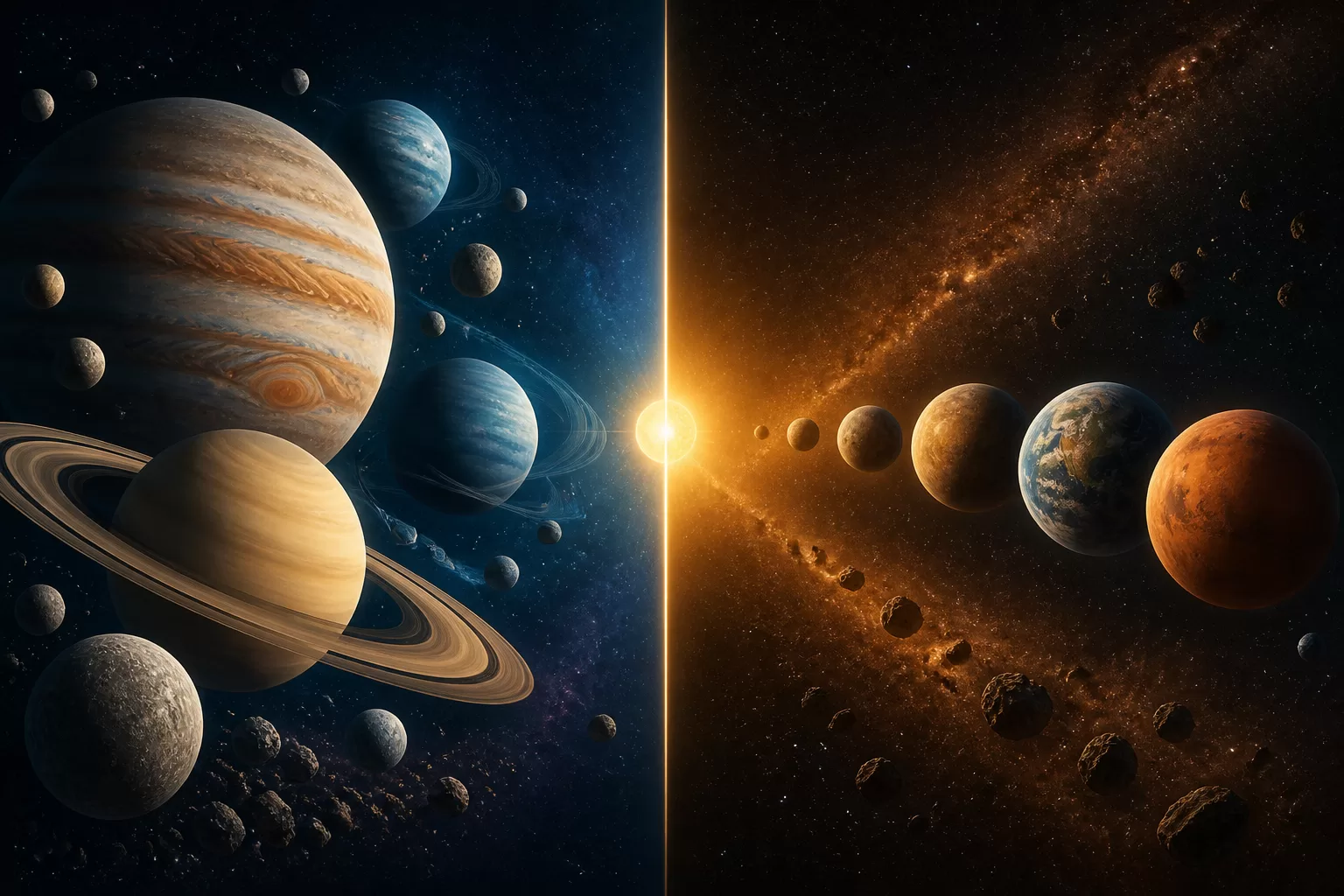 Kuo skiriasi didžiosios planetos nuo žemės grupės planetų