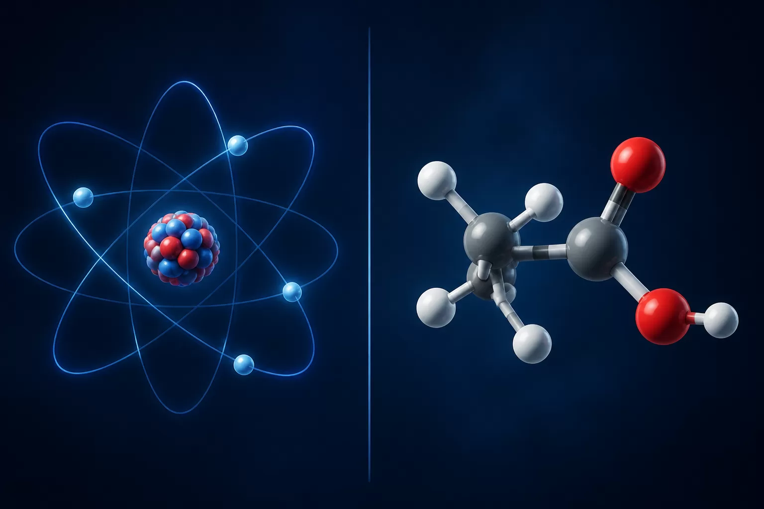 Kuo skiriasi atomas nuo molekulės