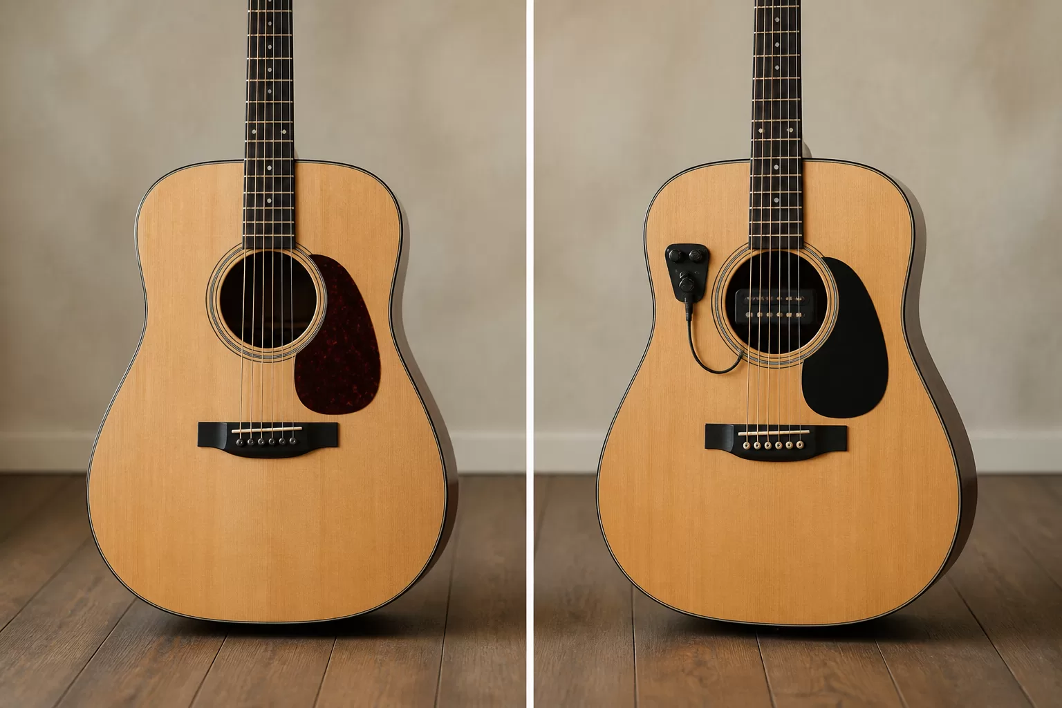 Akustinės ir elektroakustinės gitaros skirtumai