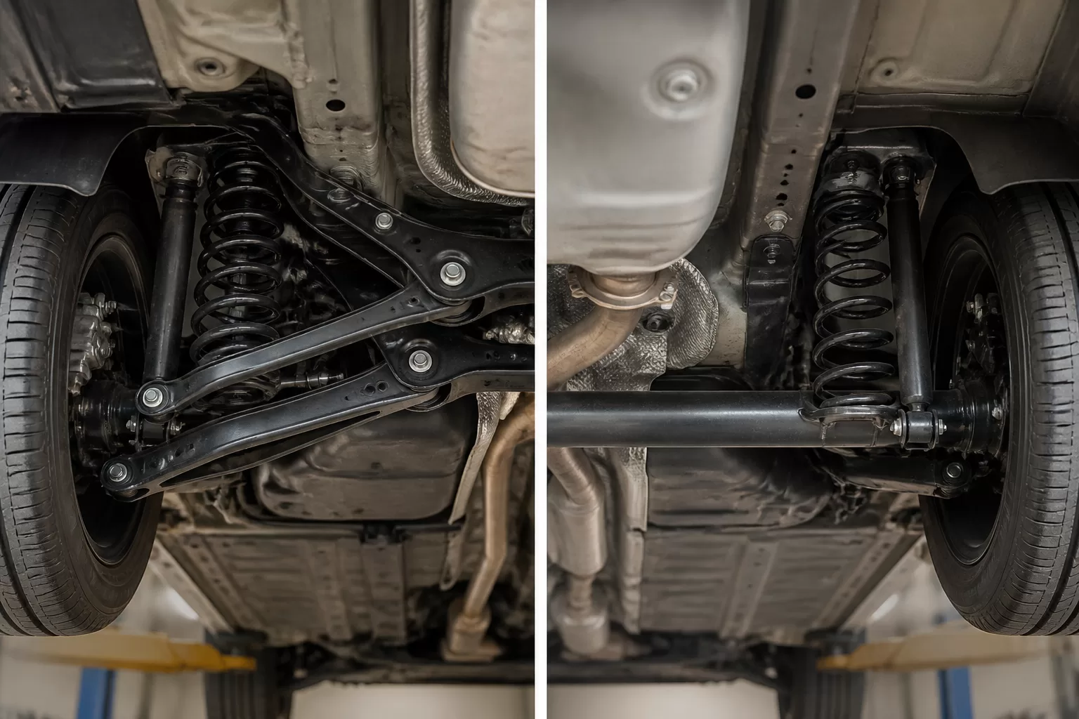 Automobilio dugnas su pakabos ir važiuoklės komponentais