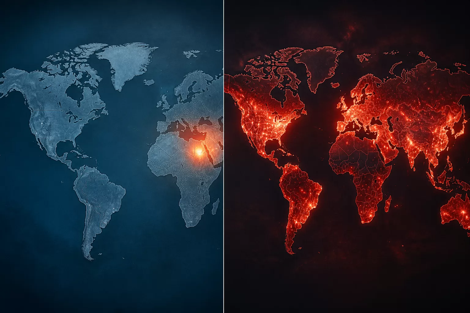 Epidemijos ir pandemijos skirtumo iliustracija
