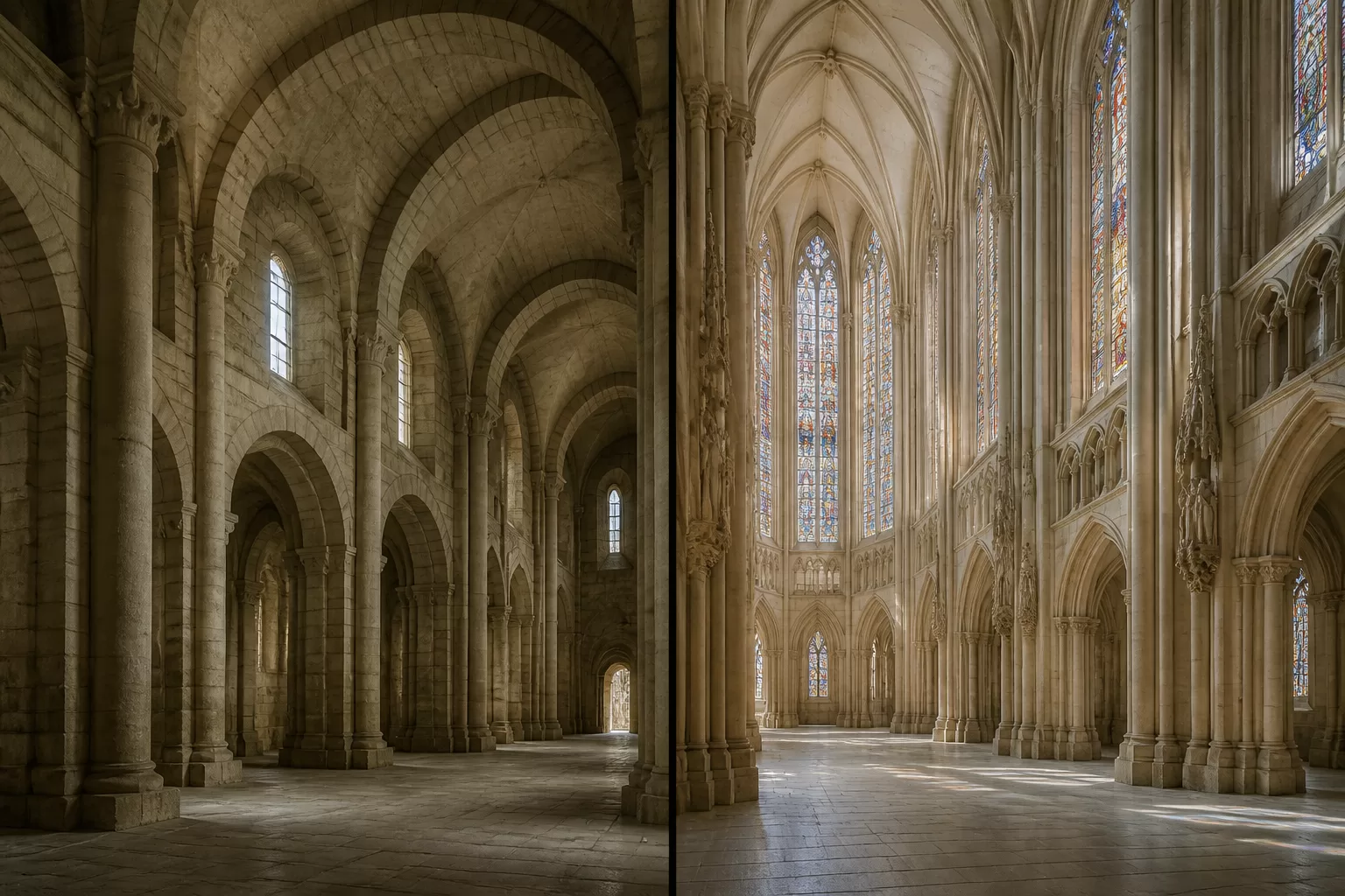 Gotikos ir romanikos architektūros palyginimas