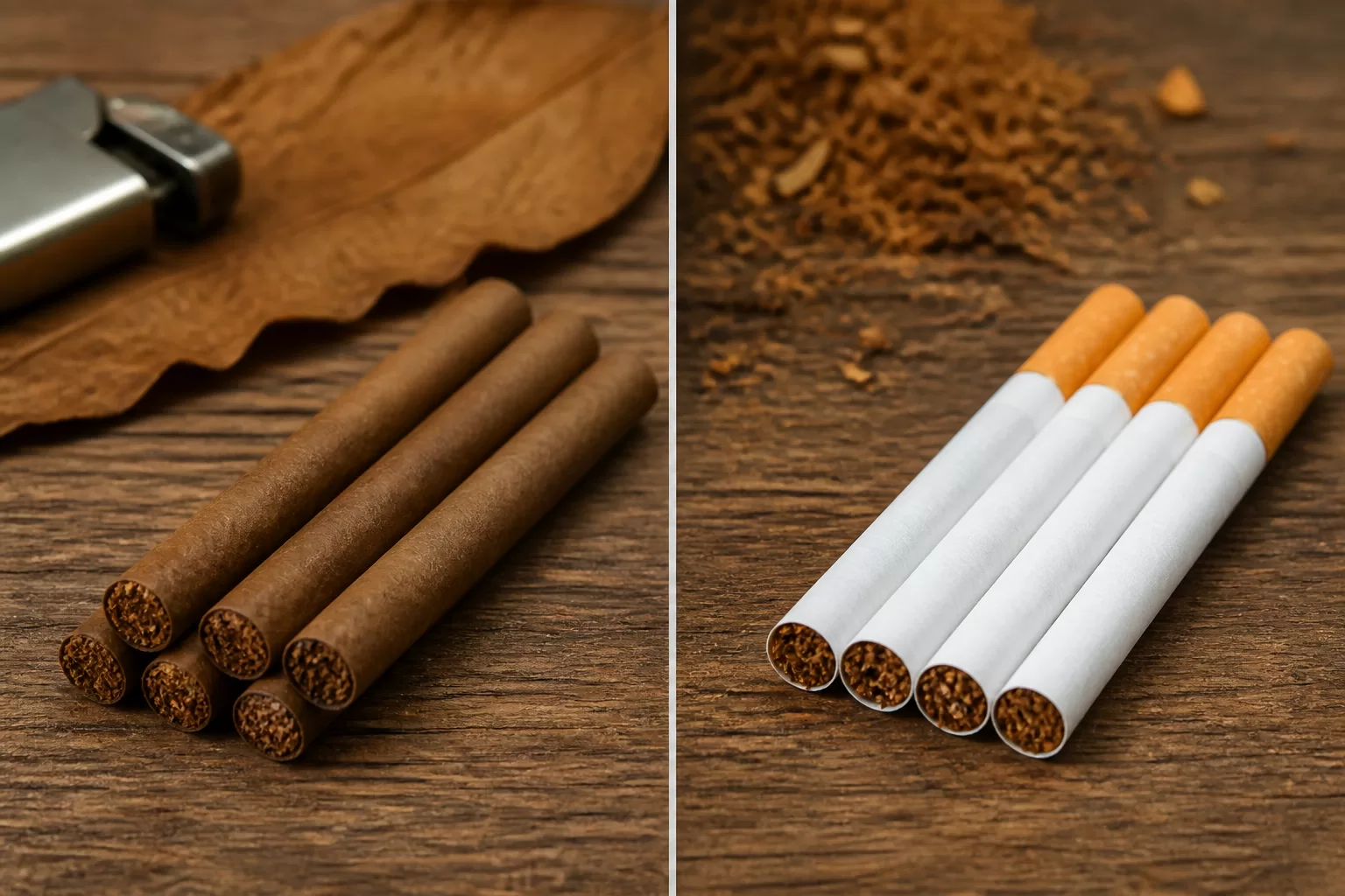 Kuo skiriasi cigarilės nuo cigarečių – vaizdinis palyginimas