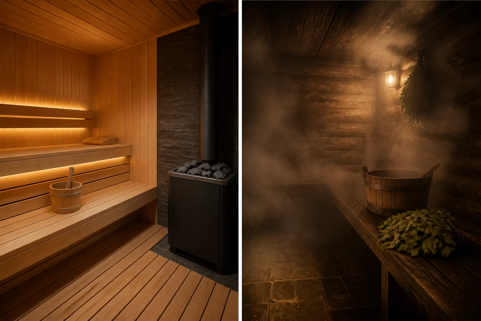 Kuo skiriasi sauna nuo pirties: saunos ir pirties palyginimo iliustracija