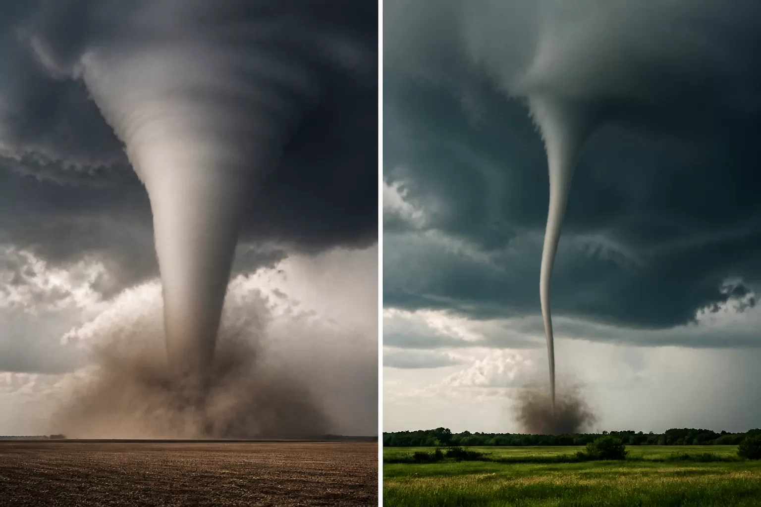 Tornadas ir viesulas atvirame lauke