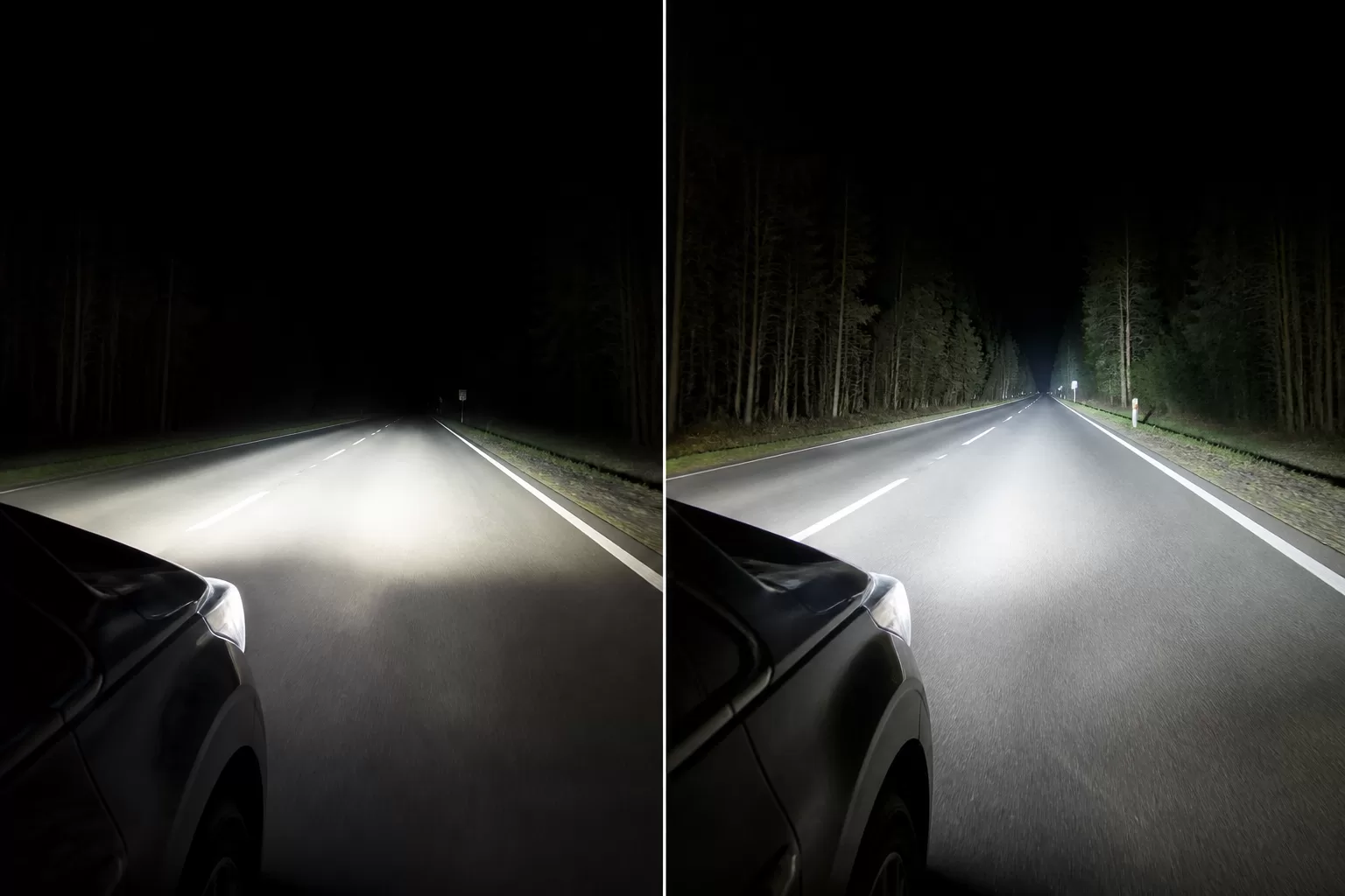 Xenon ir bixenon žibintų skirtumo iliustracija